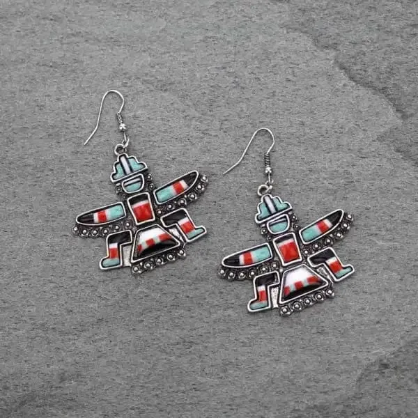 Navajo western bird stone earrings