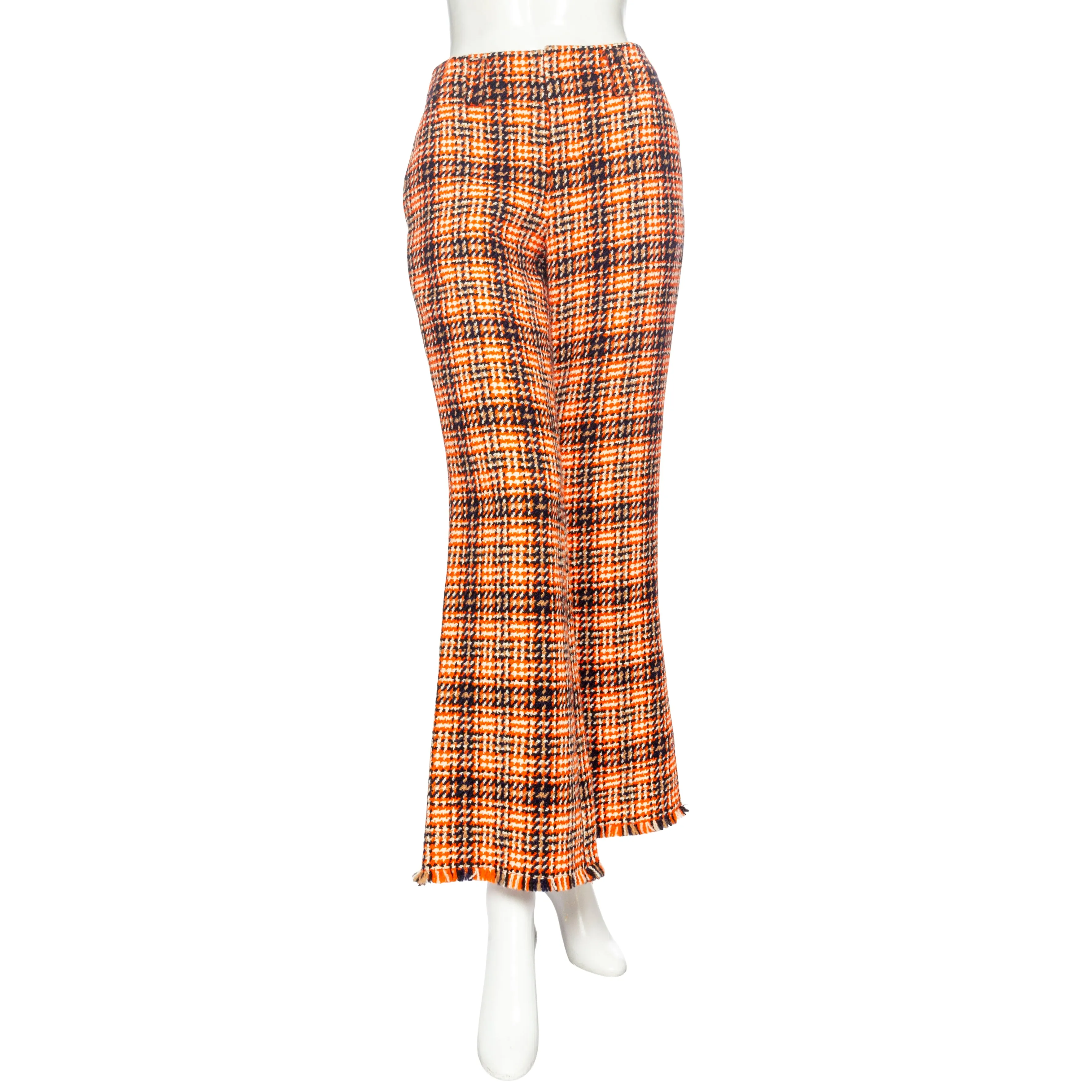 Orange and Black Wool Houndstooth Pants