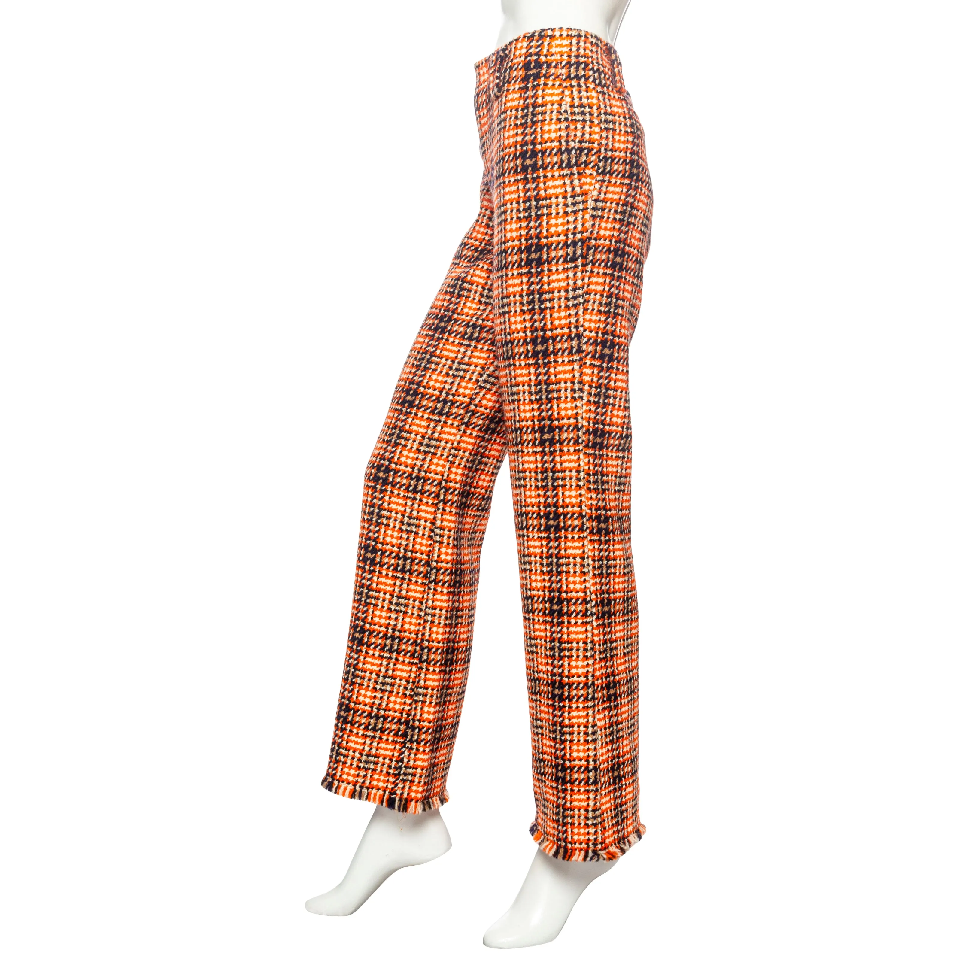 Orange and Black Wool Houndstooth Pants