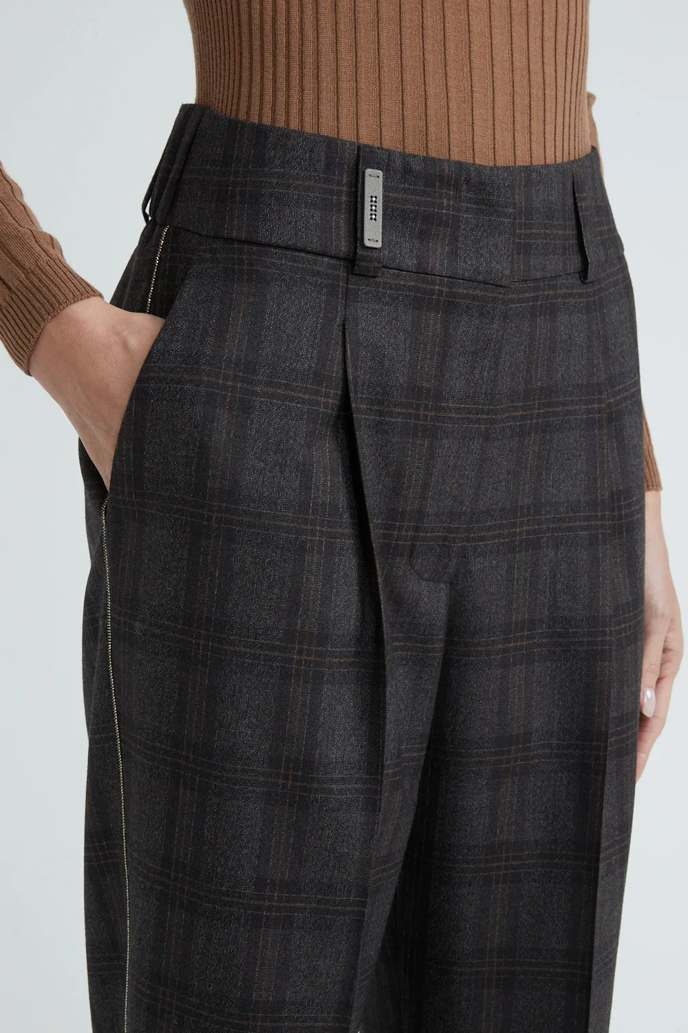 Pant - Cognac/Charcoal