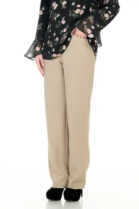 Plain Pants with Zipper Pocket - Khaki