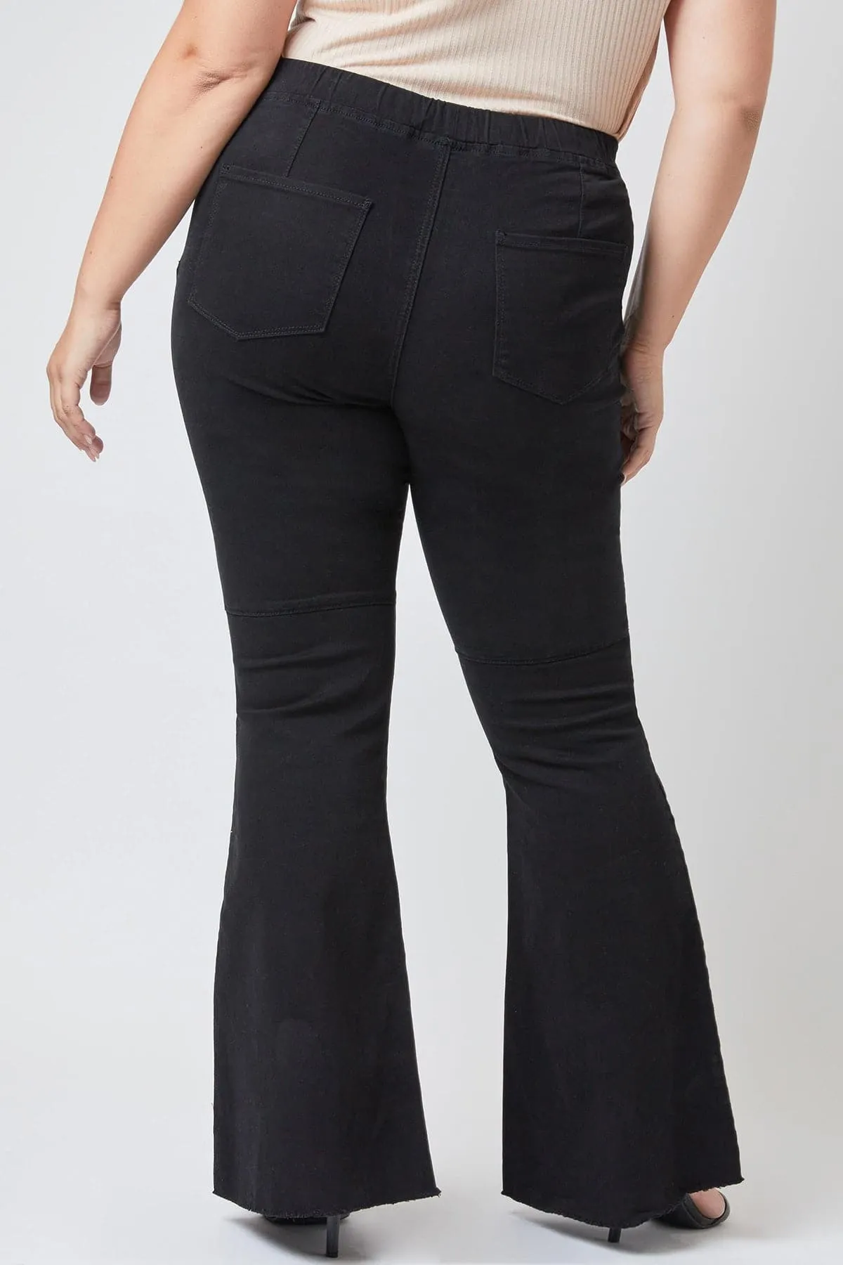 Plus Size Women's Pull On Fray Hem Flare Jeans