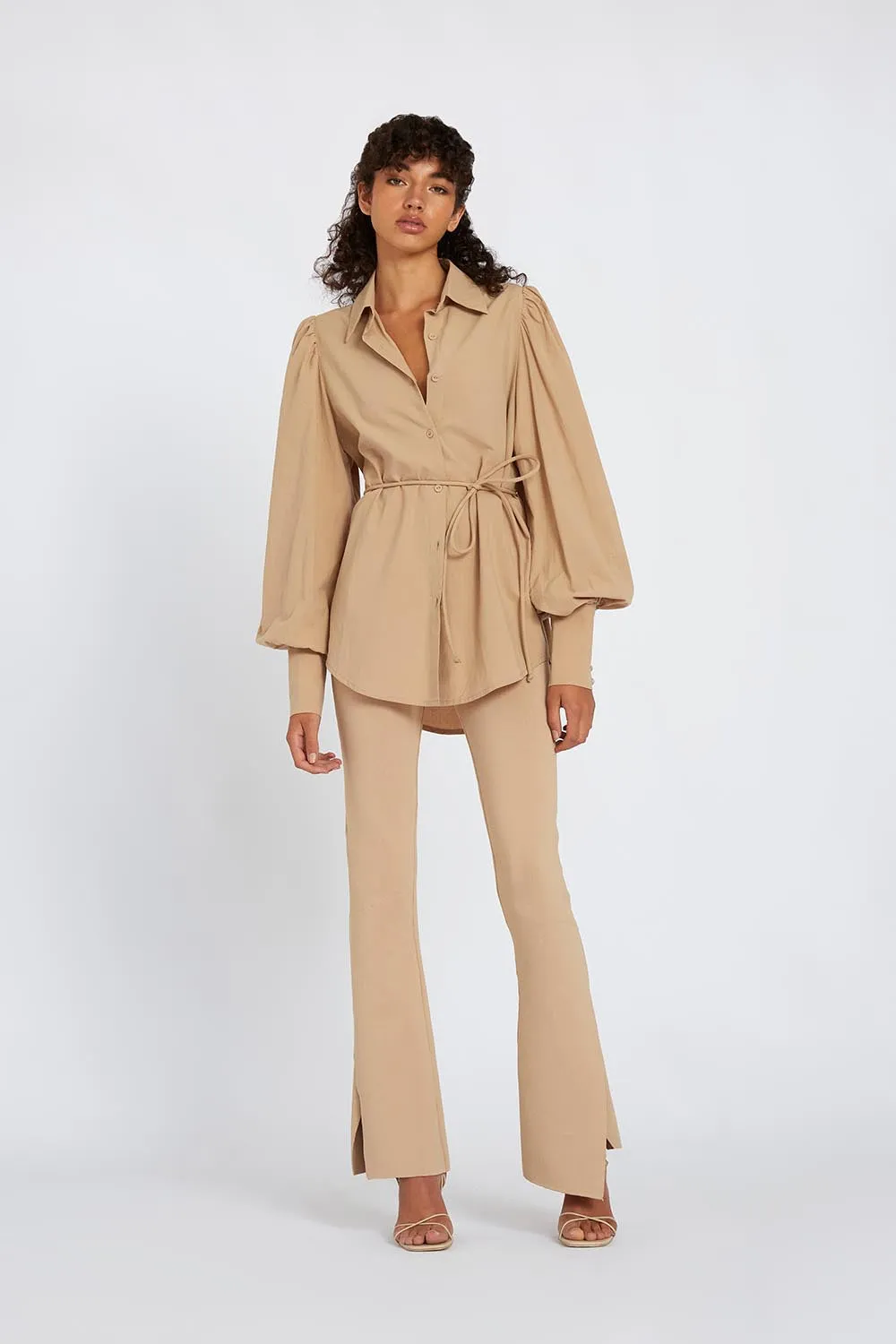 Sliced Flare Knit Pant Regular Leg | Final Sale  - Camel