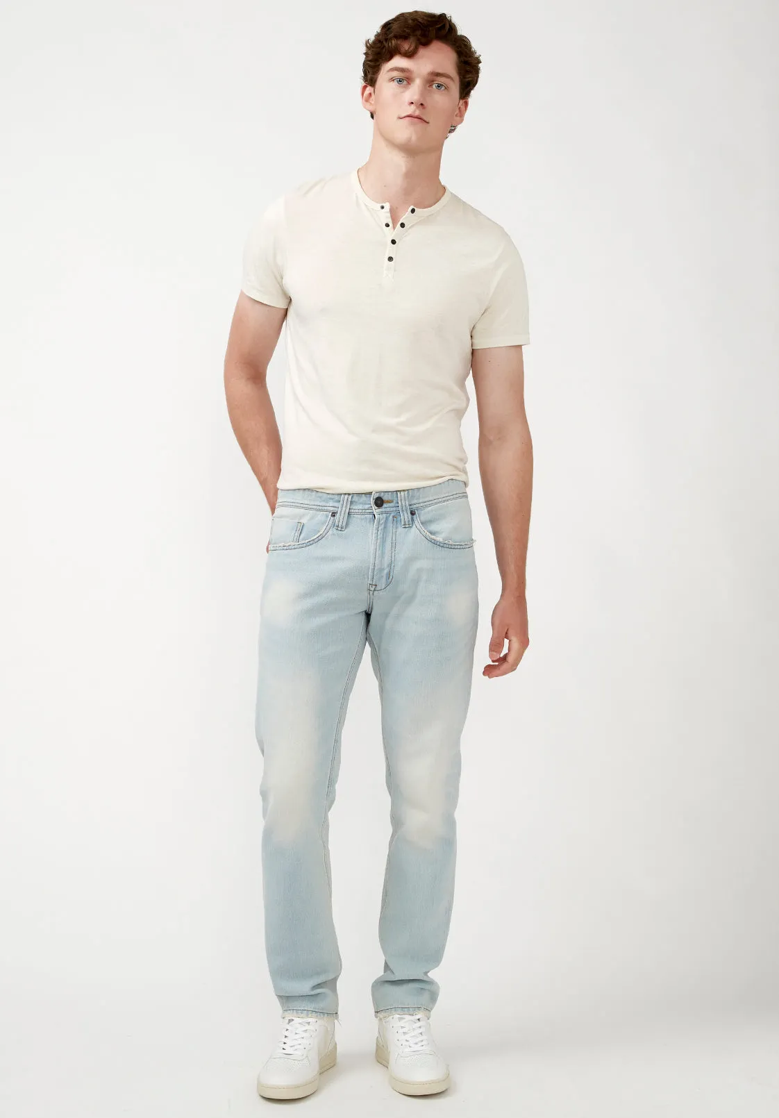 Slim Straight Evan-X Men's Jeans in Light & Worn Blue