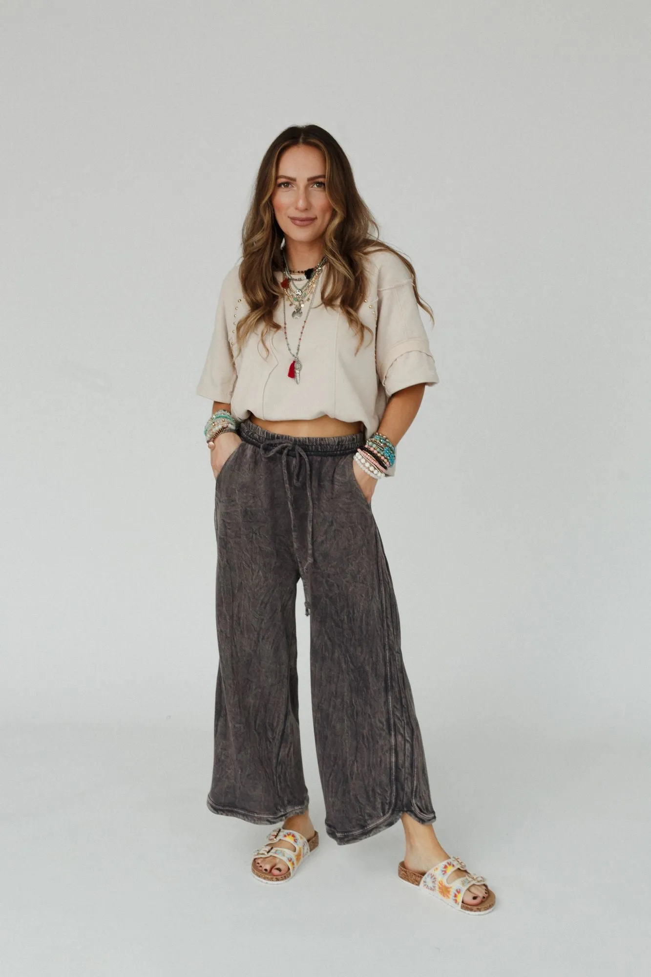 So Comfy Wide Leg Pant Petite Length - Charcoal