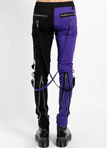 SPLIT LEG PURPLE/BLACK BONDAGE PANT