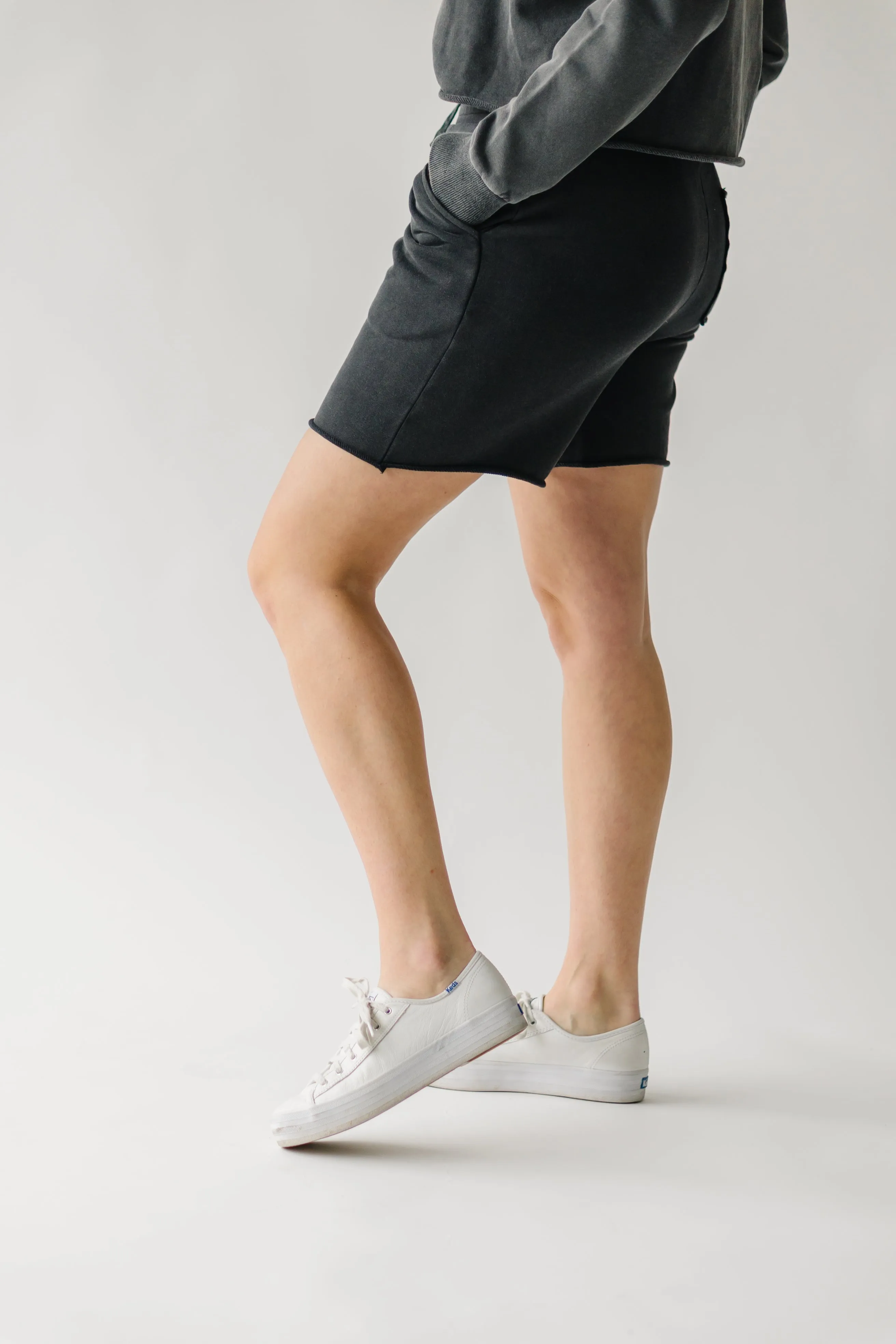 The Gretel Raw Edge Sweat-Shorts in Black