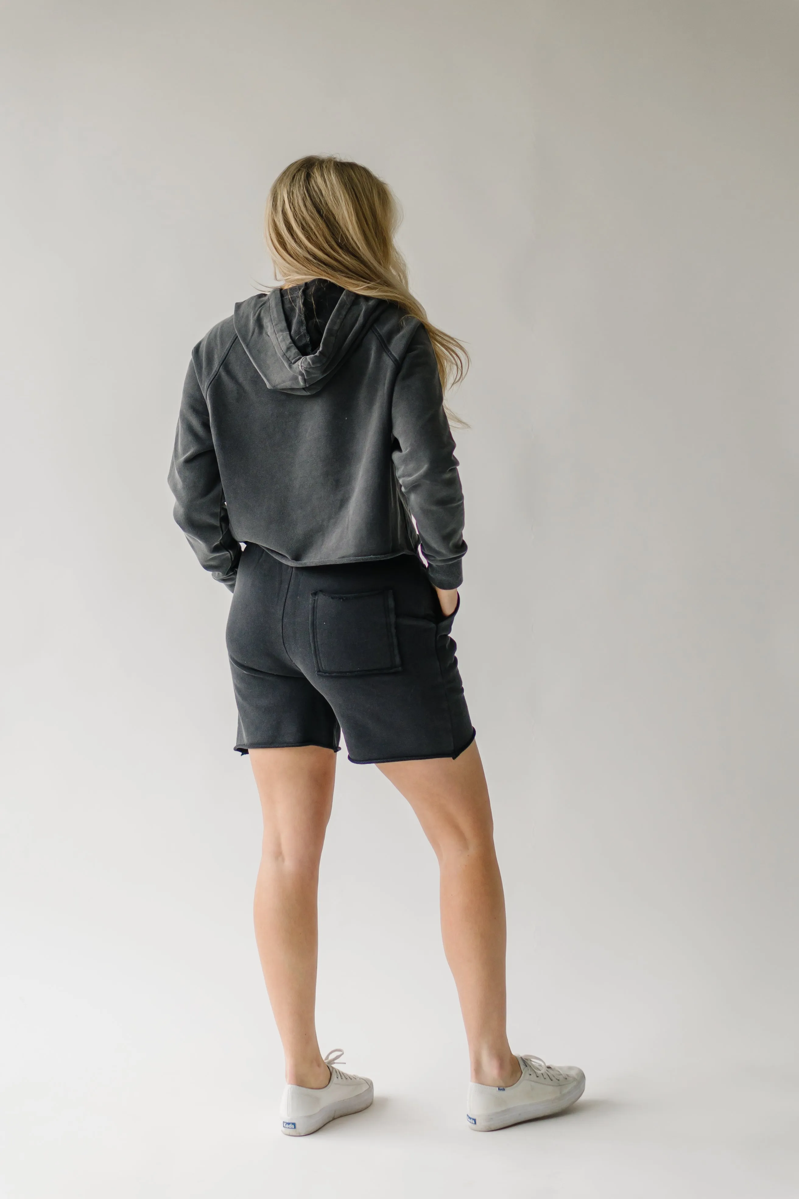 The Gretel Raw Edge Sweat-Shorts in Black