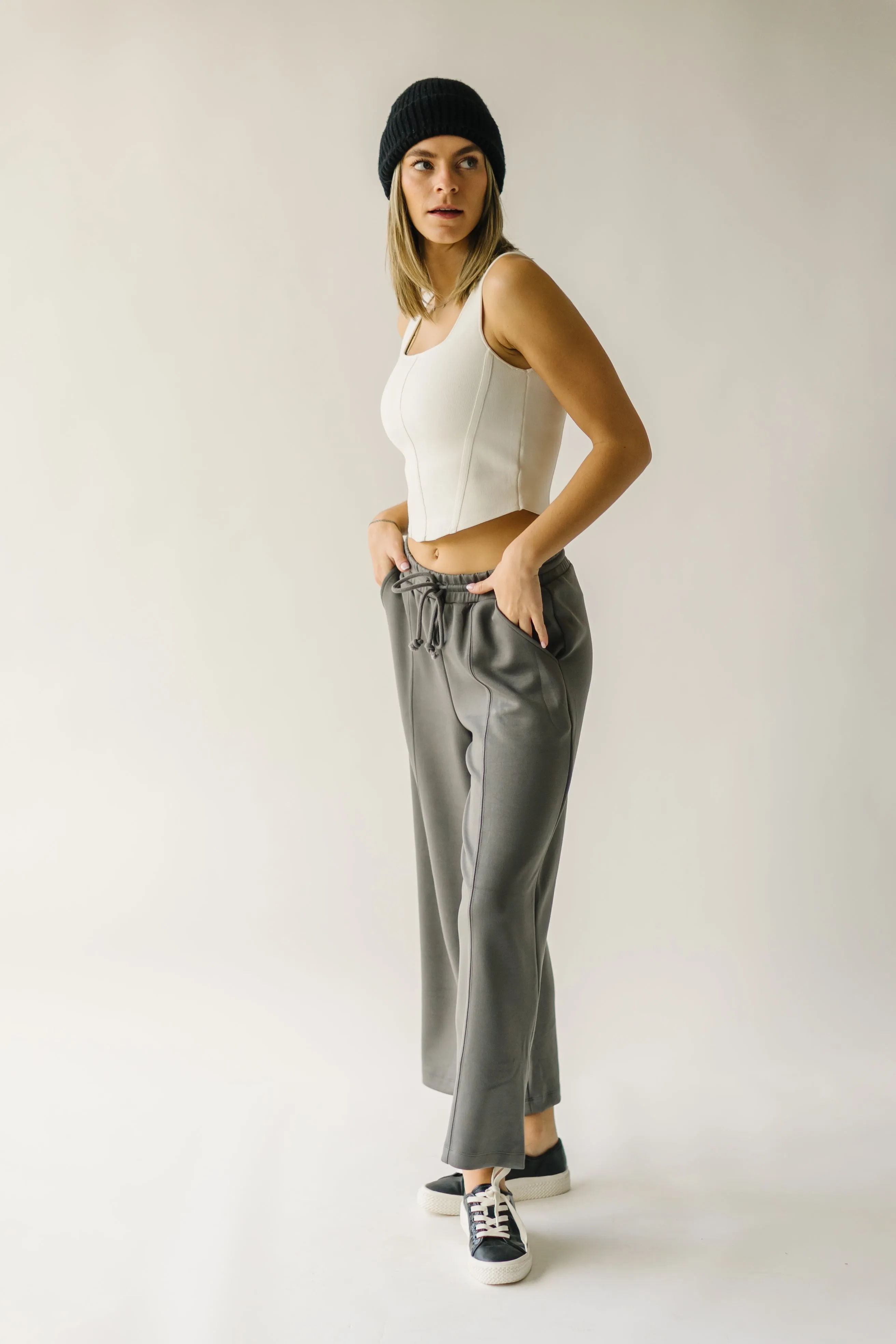 The Mazzara Wide Leg Pant in Charcoal