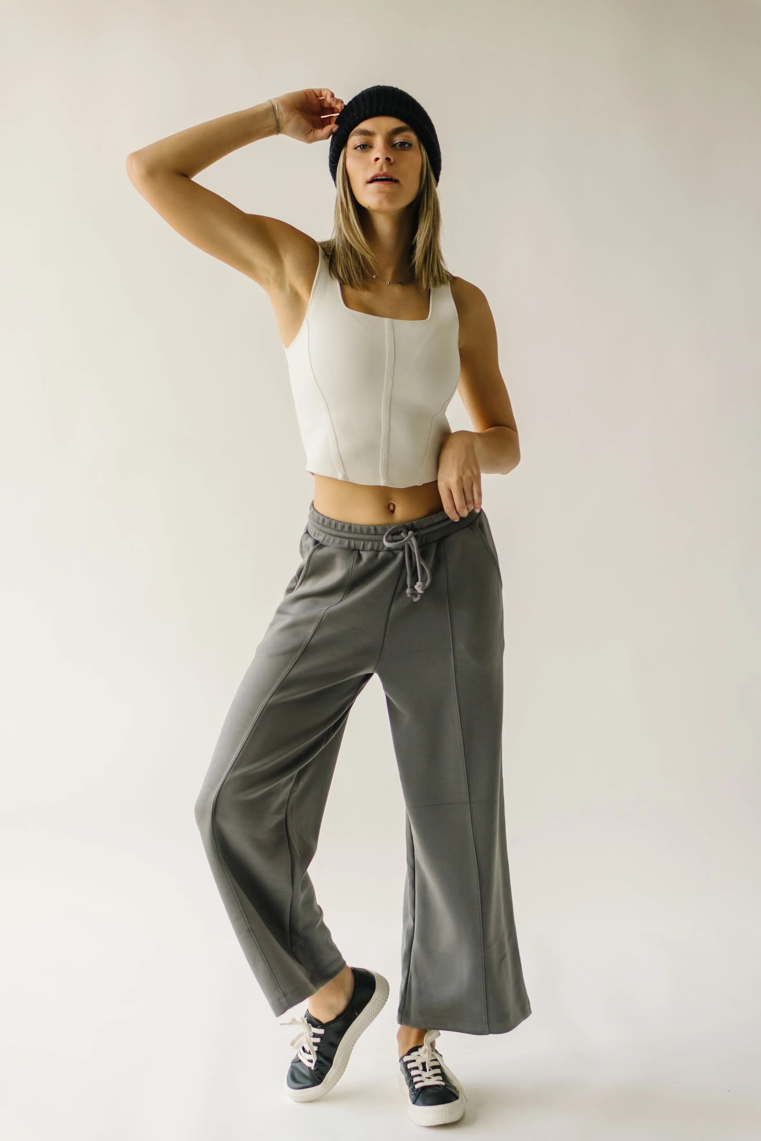 The Mazzara Wide Leg Pant in Charcoal