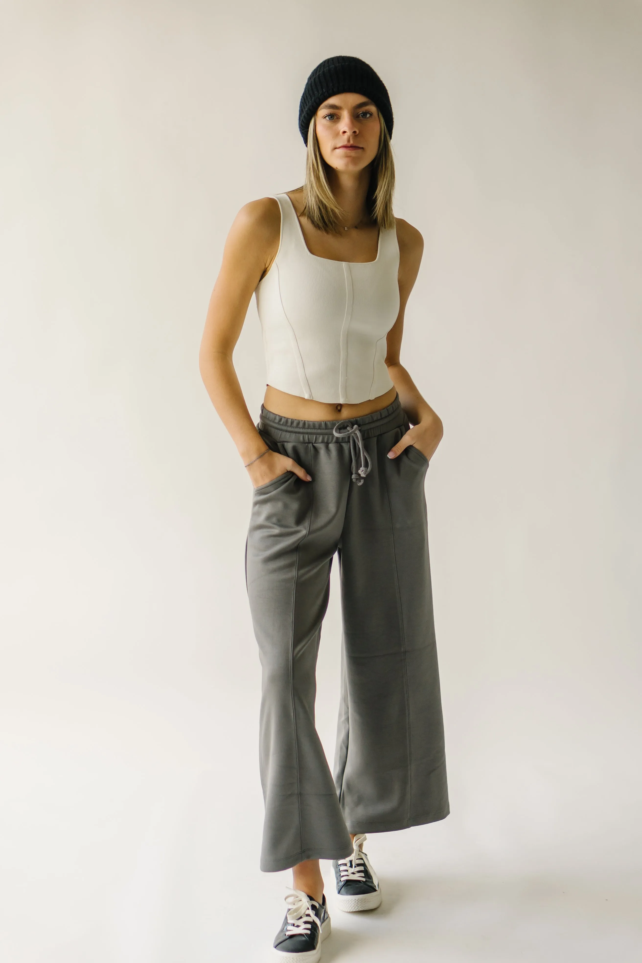 The Mazzara Wide Leg Pant in Charcoal