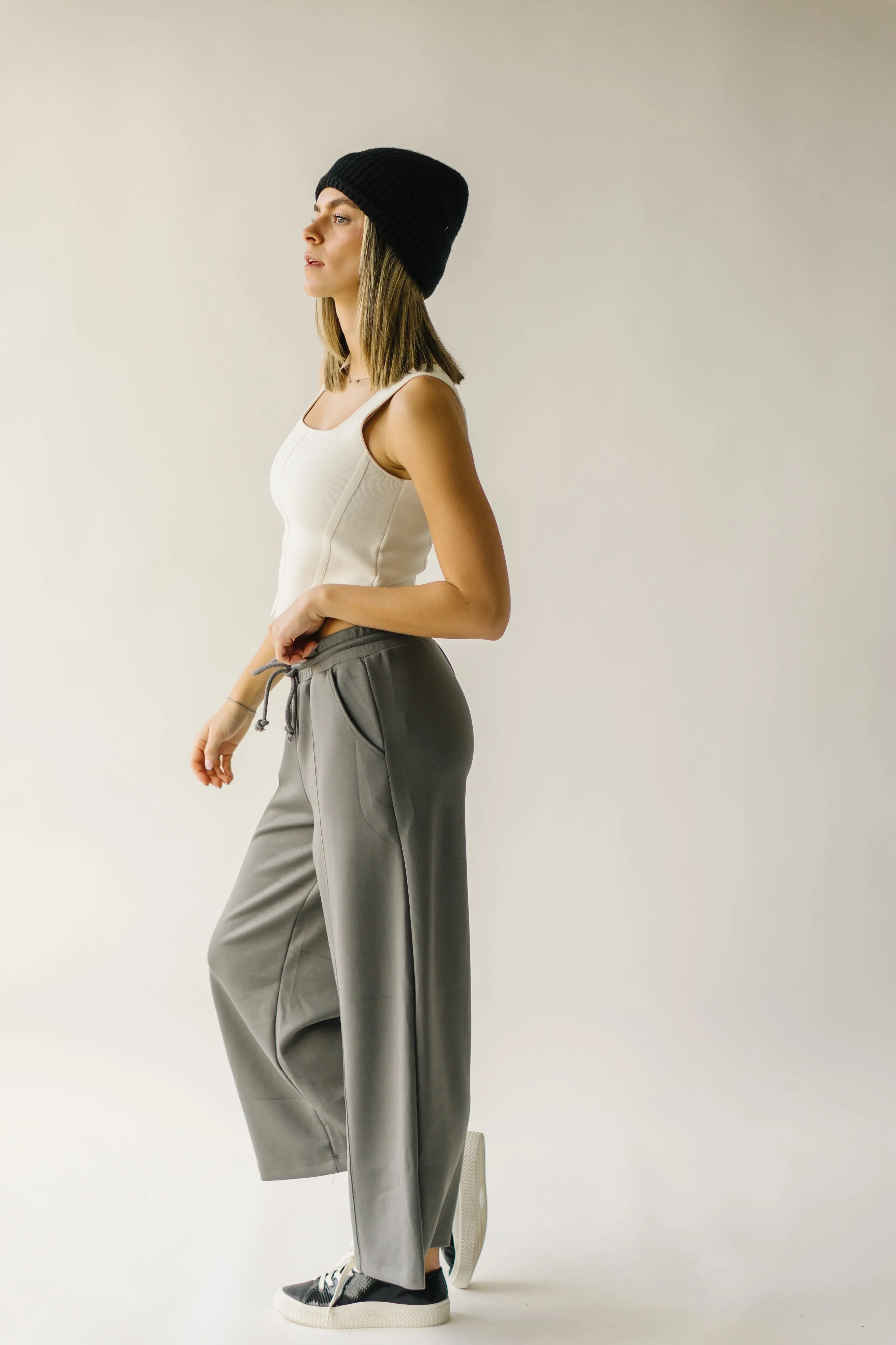 The Mazzara Wide Leg Pant in Charcoal