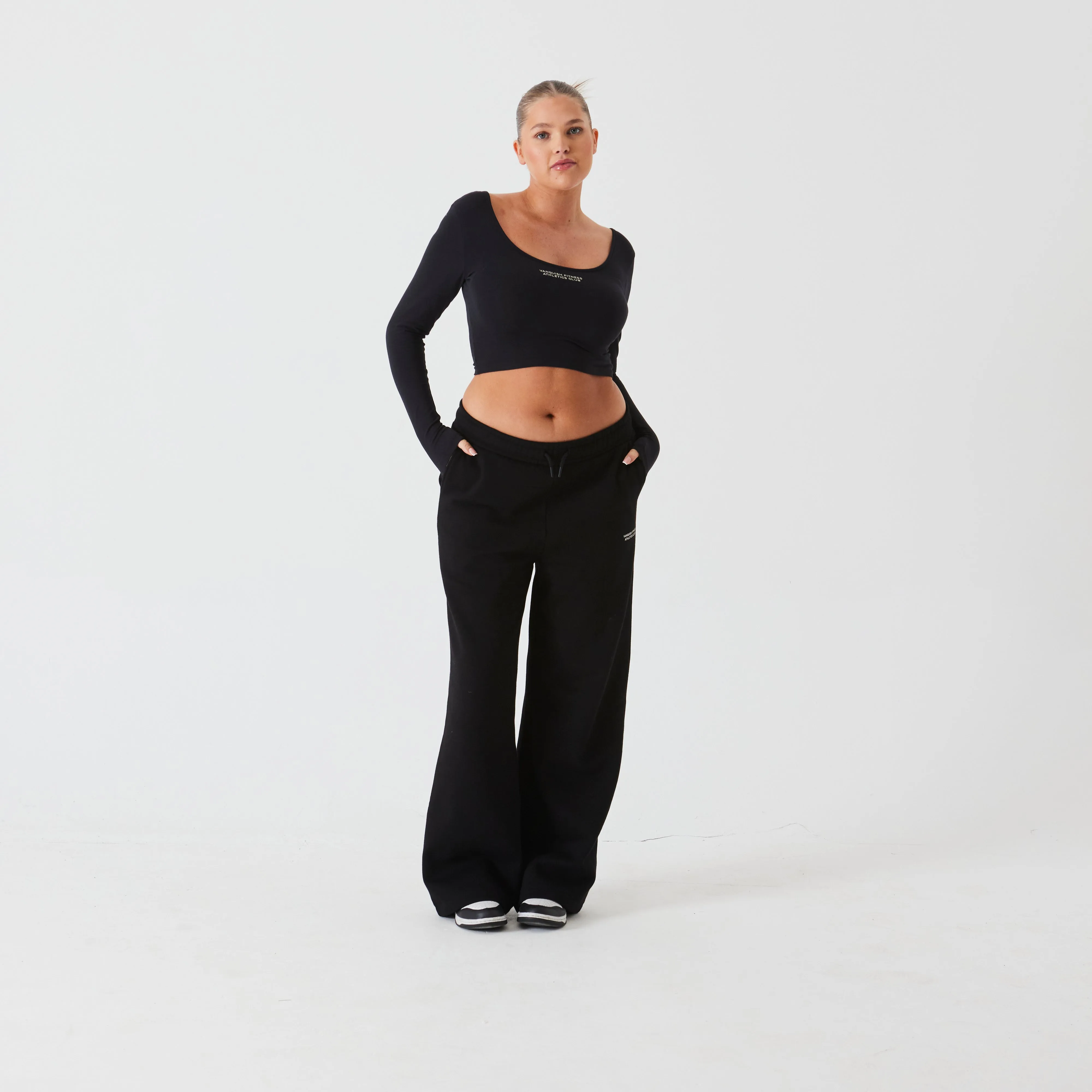 Vanquish Athletics Club Black Wide Leg Sweatpants