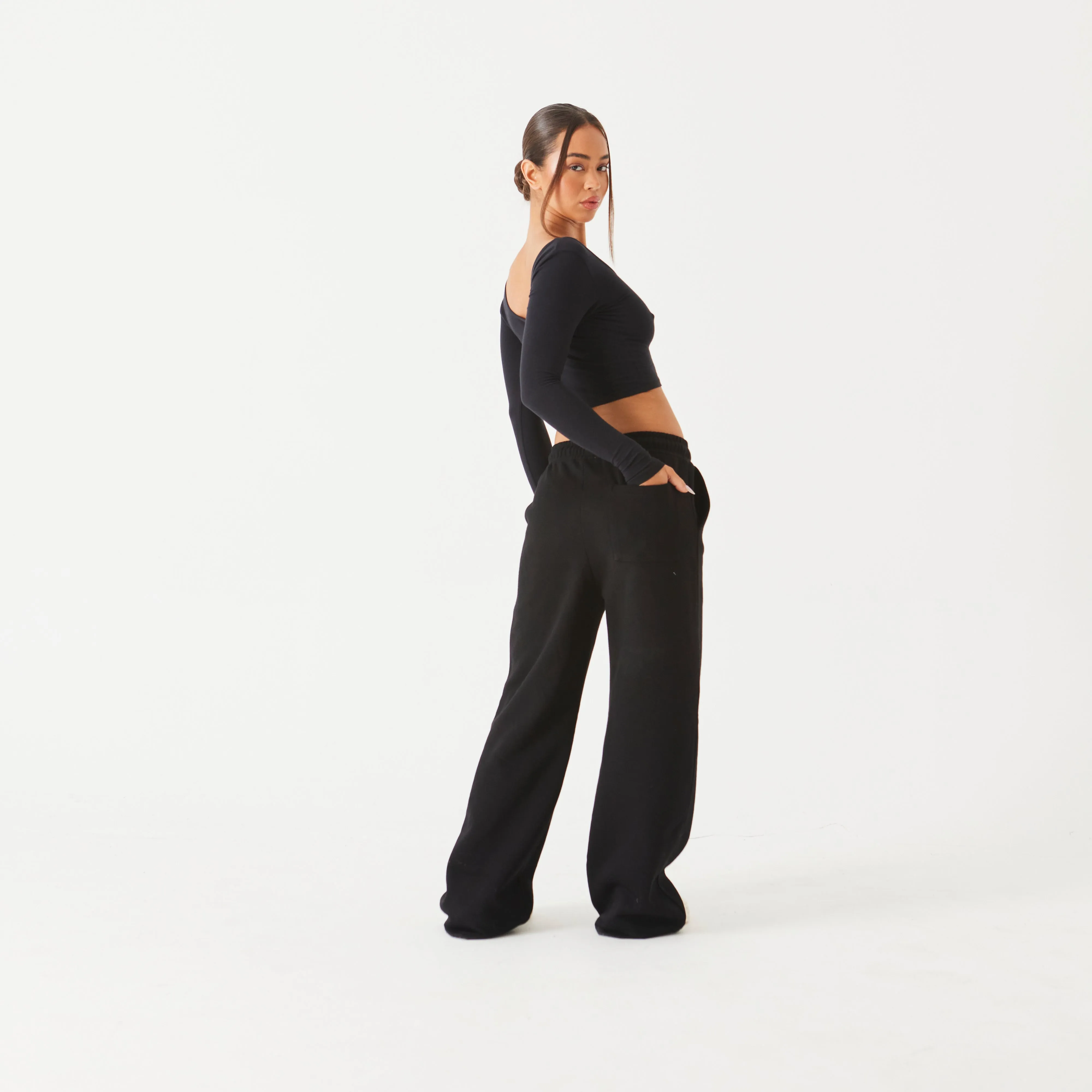 Vanquish Athletics Club Black Wide Leg Sweatpants