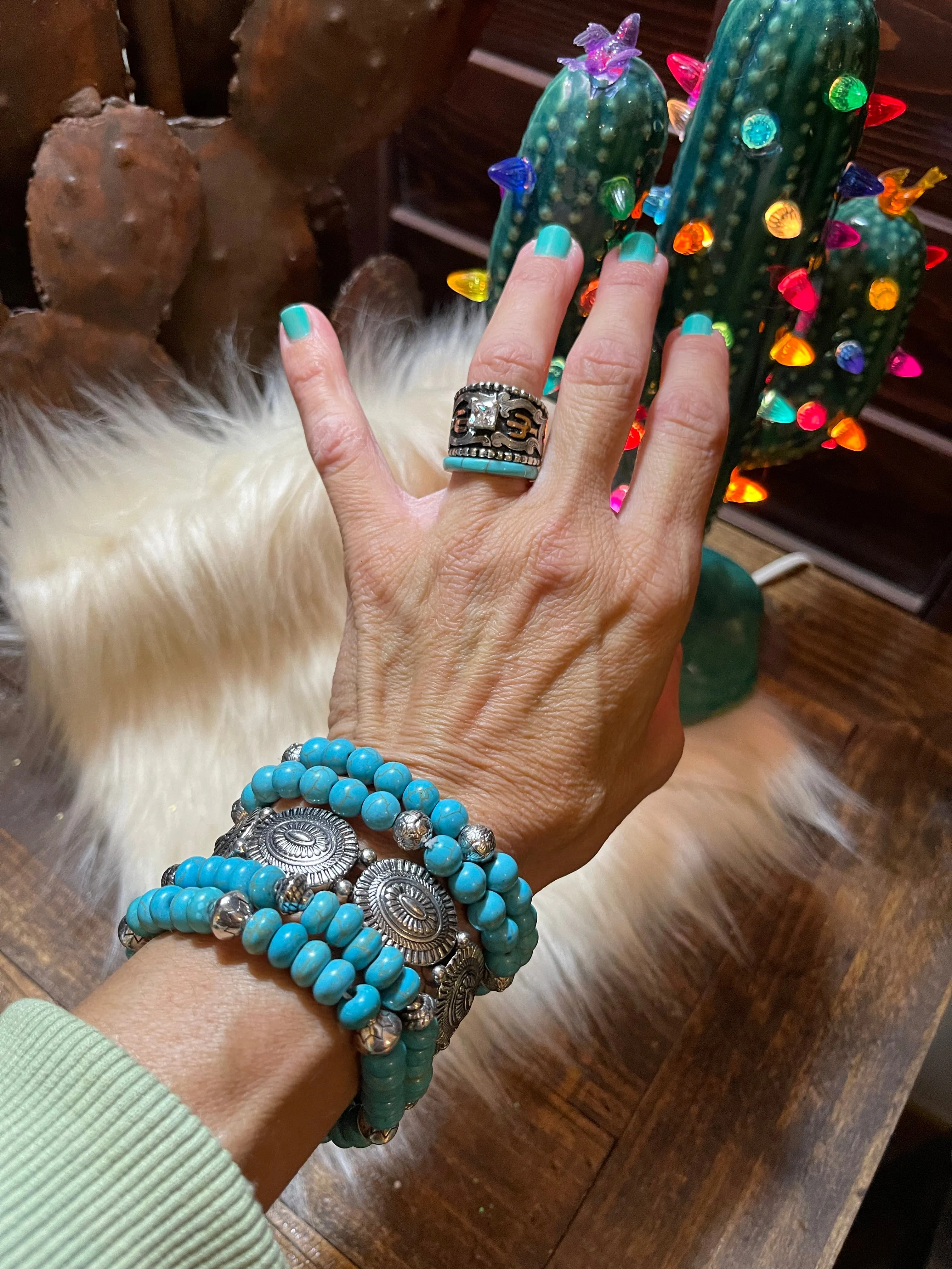 Wide western Turquoise bracelet